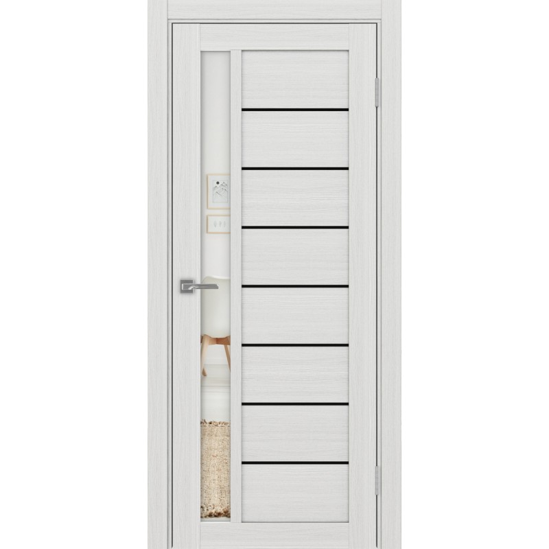 Межкомнатная дверь Турин 554.21 АПП молдинг SB, цвет ясень серебристый, заполнение Зеркало, размер 200*80 см.