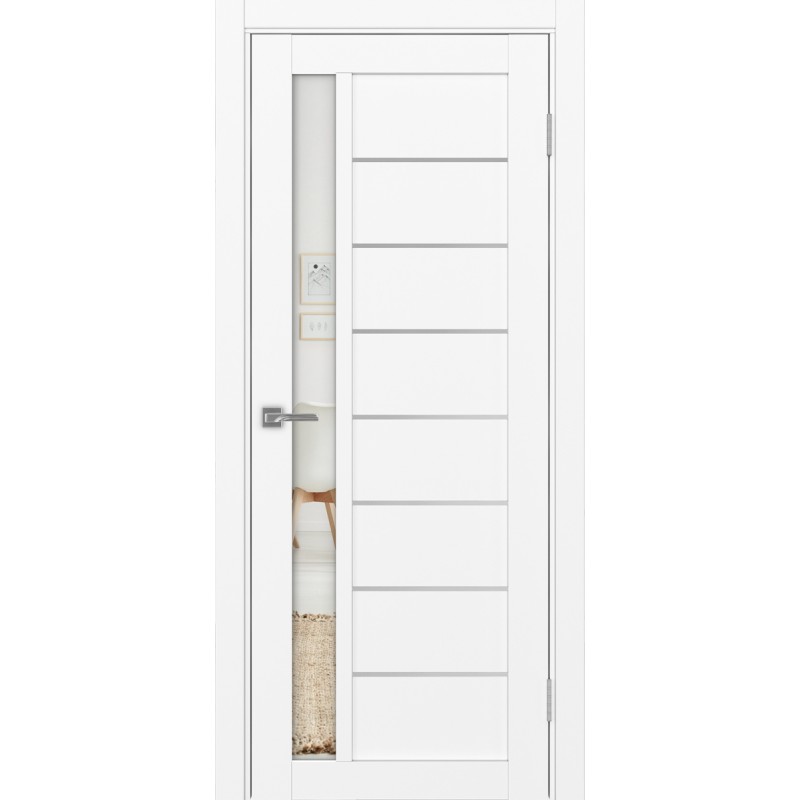 Межкомнатная дверь Турин 554.21 АПП молдинг SC, цвет белый снежный, заполнение Зеркало, размер 200*80 см.