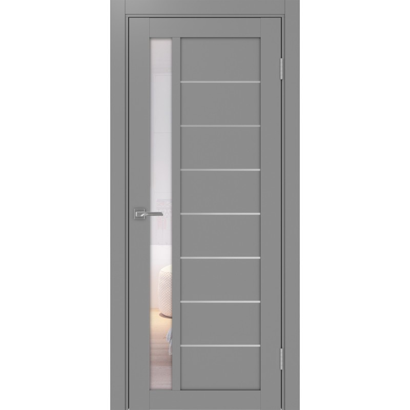 Межкомнатная дверь Турин 554.21 АПП молдинг SC, цвет серый, заполнение Прозрачное, размер 200*80 см.