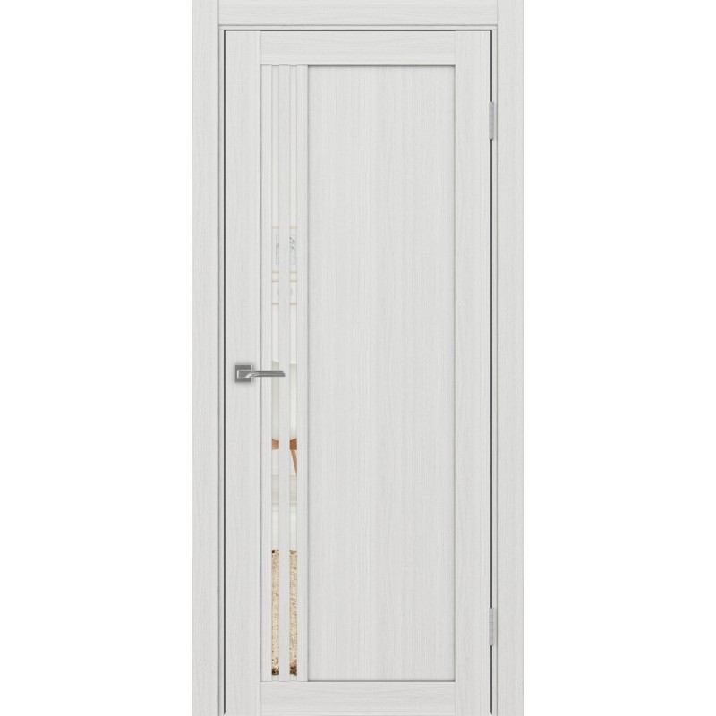 Межкомнатная дверь Турин 555.21, цвет ясень серебристый, заполнение Зеркало/Зеркало, размер 200*80 см.