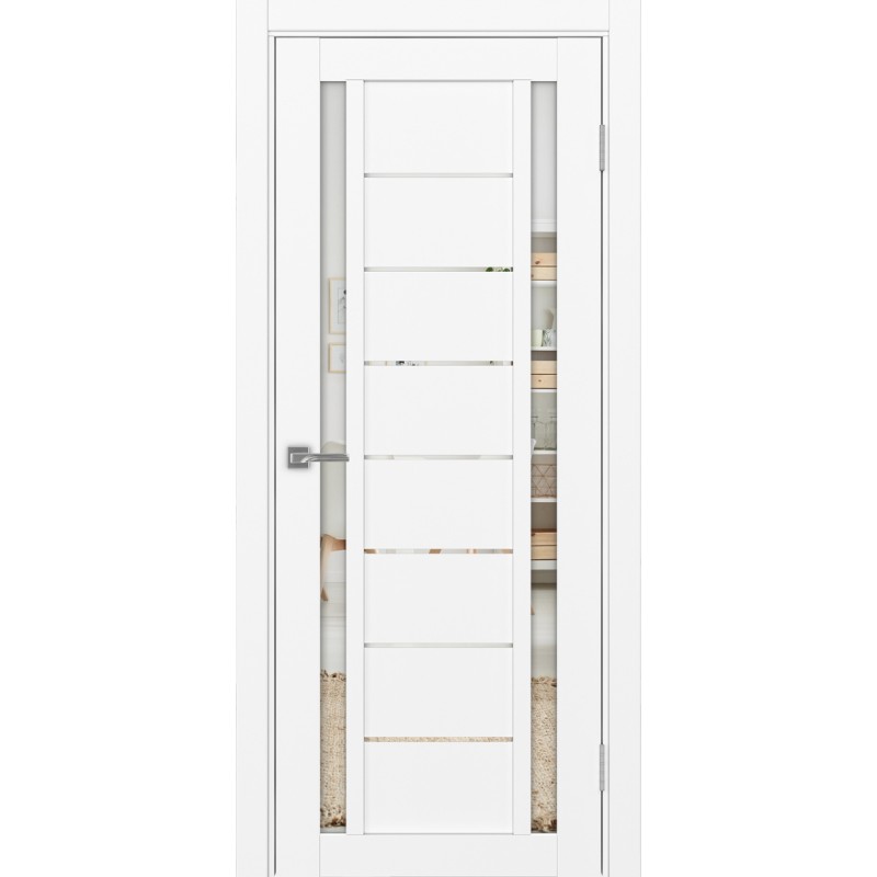 Межкомнатная дверь Турин 558.212, цвет белый снежный, заполнение Зеркало, размер 200*80 см.