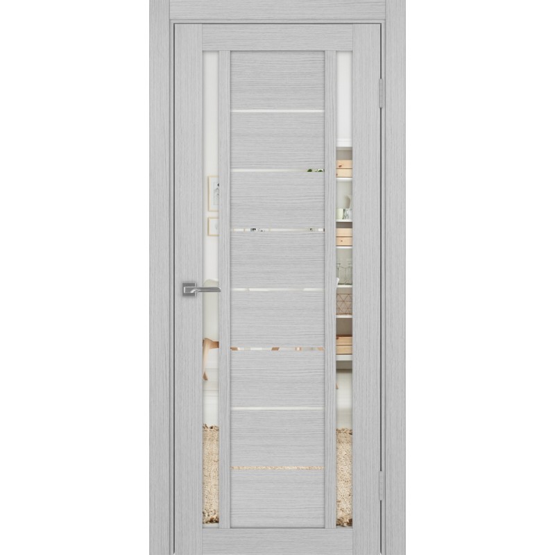 Межкомнатная дверь Турин 558.212, цвет дуб серый FL, заполнение Зеркало, размер 200*80 см.