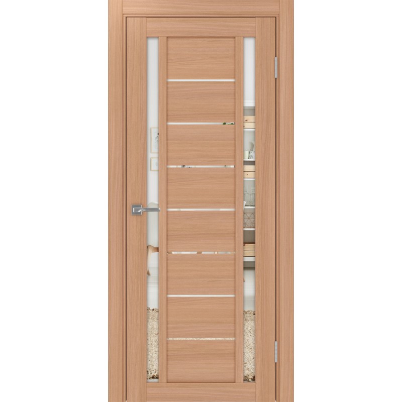 Межкомнатная дверь Турин 558.212, цвет ясень тёмный, заполнение Зеркало, размер 200*80 см.