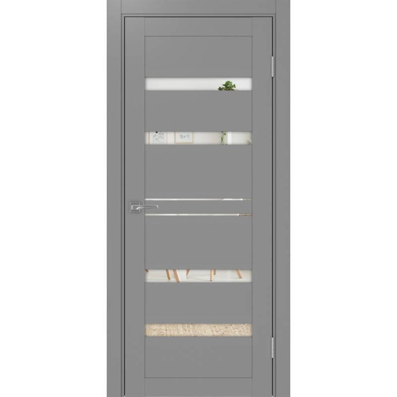 Межкомнатная дверь Турин 561.12, цвет серый, заполнение Зеркало, размер 200*80 см.