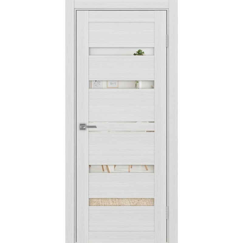 Межкомнатная дверь Турин 561.12, цвет ясень серебристый, заполнение Зеркало, размер 200*80 см.