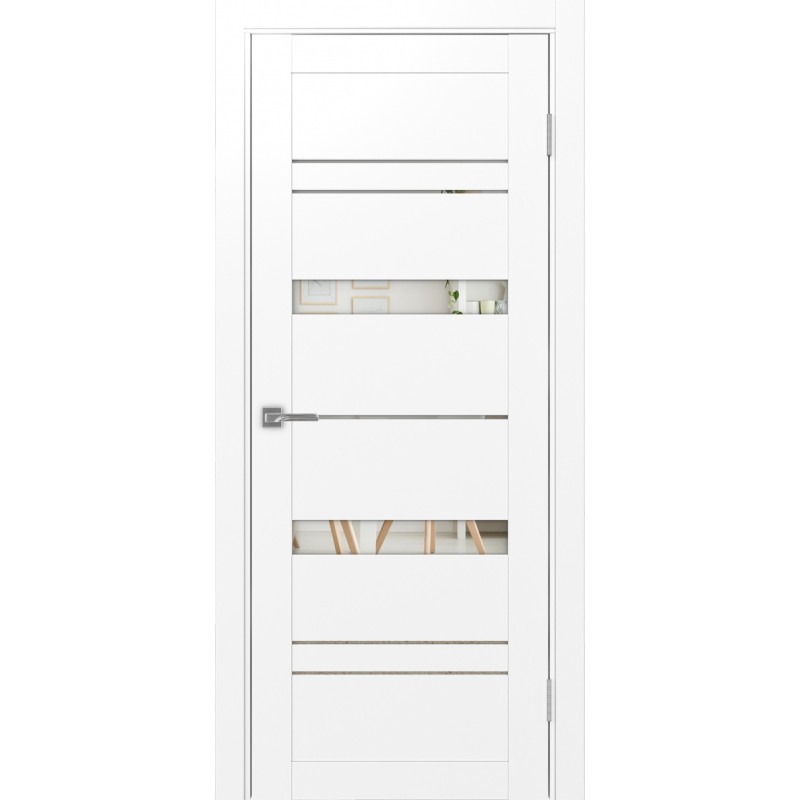 Межкомнатная дверь Турин 562.12, цвет белый снежный, заполнение Зеркало, размер 200*80 см.