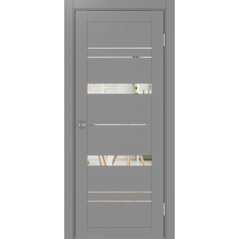 Межкомнатная дверь Турин 562.12, цвет серый, заполнение Зеркало, размер 200*80 см.