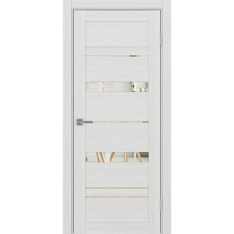 Межкомнатная дверь Турин 562.12, цвет ясень серебристый, заполнение Зеркало, размер 200*80 см.