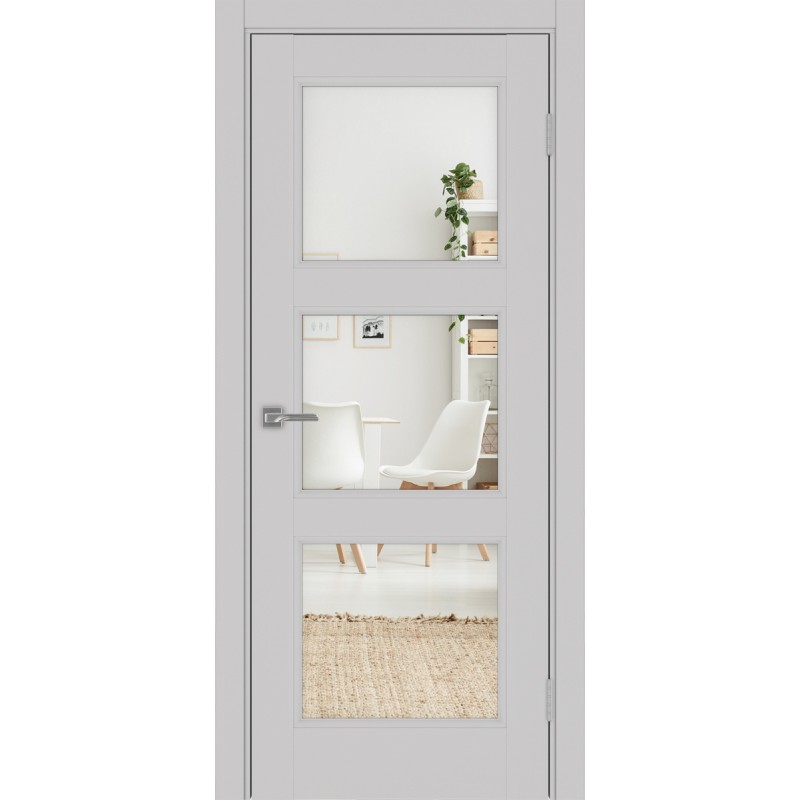 Межкомнатная дверь Турин Neo 530.222, цвет пепельный, заполнение Зеркало/Зеркало, размер 200*80 см.