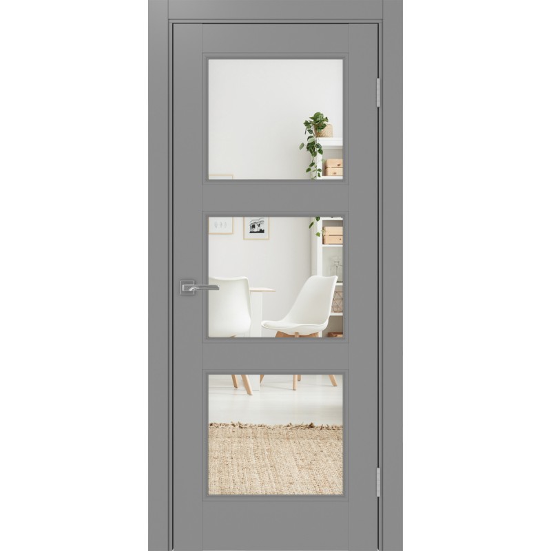 Межкомнатная дверь Турин Neo 530.222, цвет серый, заполнение Зеркало/Зеркало, размер 200*80 см.
