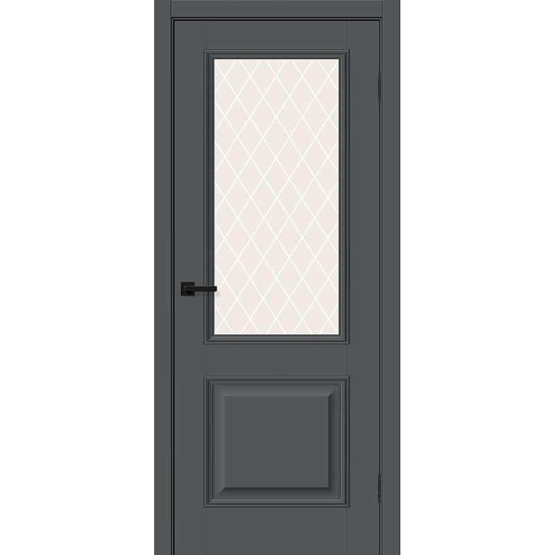 Межкомнатная дверь Классик-13 цвет Stormy Silk, стекло White Сrystal, покрытие ПЭТ, размер 200*80 см.