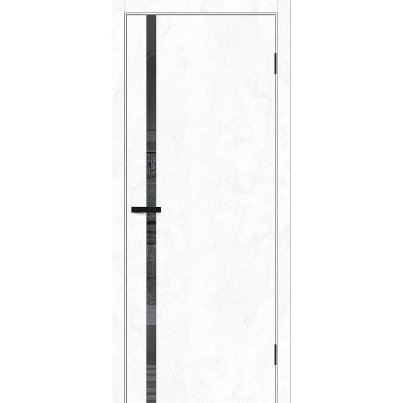 Межкомнатная дверь Браво-1.55 цвет Snow Art, стекло Mirox Grey, покрытие Эко-шпон, размер 200*80 см.