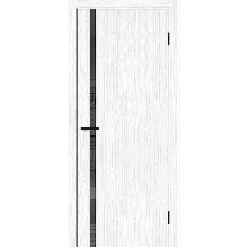 Межкомнатная дверь Браво-1.55 цвет Snow Melinga, стекло Mirox Grey, покрытие Эко-шпон, размер 200*80 см.