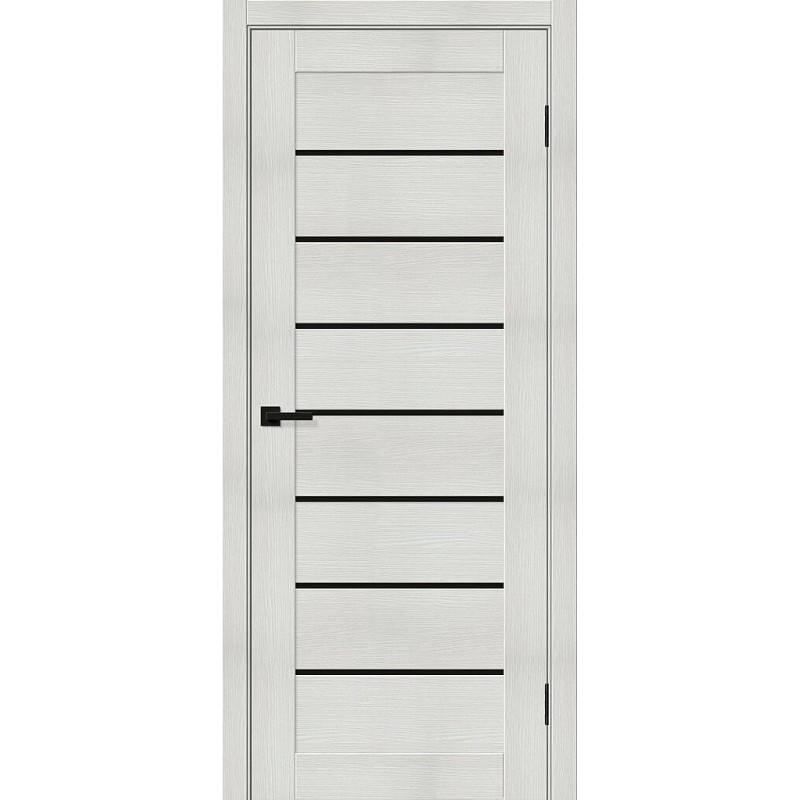 Межкомнатная дверь Браво-22 цвет Bianco Melinga, стекло Black Shine, покрытие Эко-шпон, размер 200*80 см.