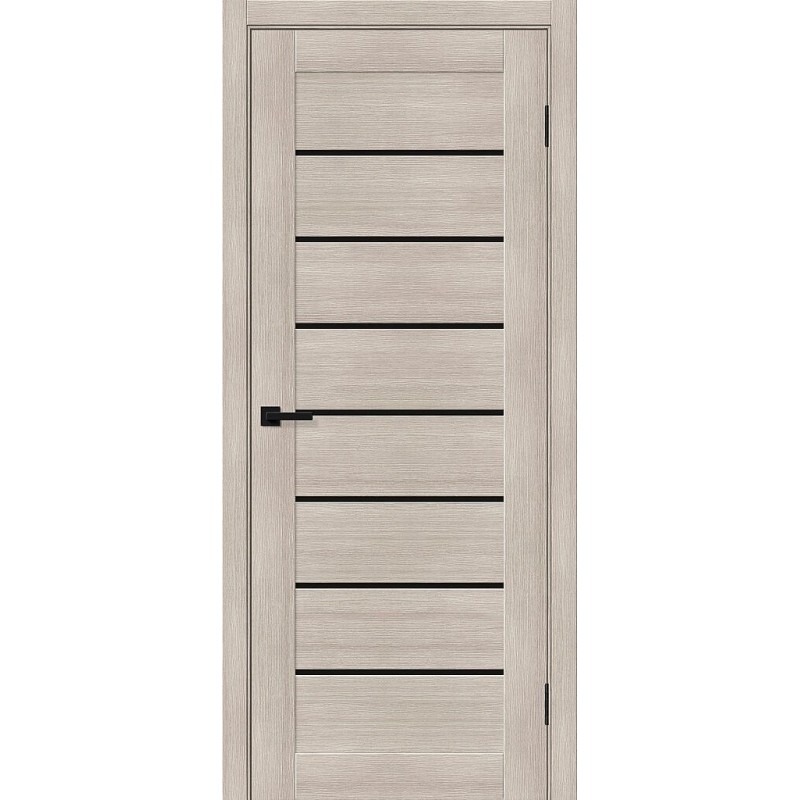 Межкомнатная дверь Браво-22 цвет Cappuccino Melinga, стекло Black Shine, покрытие Эко-шпон, размер 200*80 см.