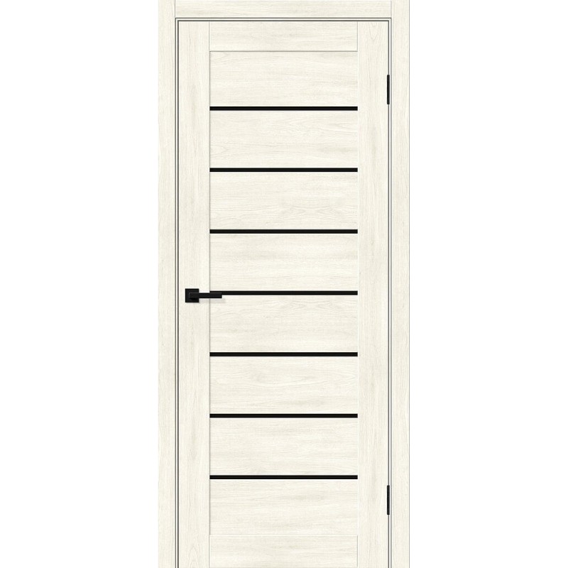 Межкомнатная дверь Браво-22 цвет Nordic Oak, стекло Black Shine, покрытие Эко-шпон, размер 200*80 см.