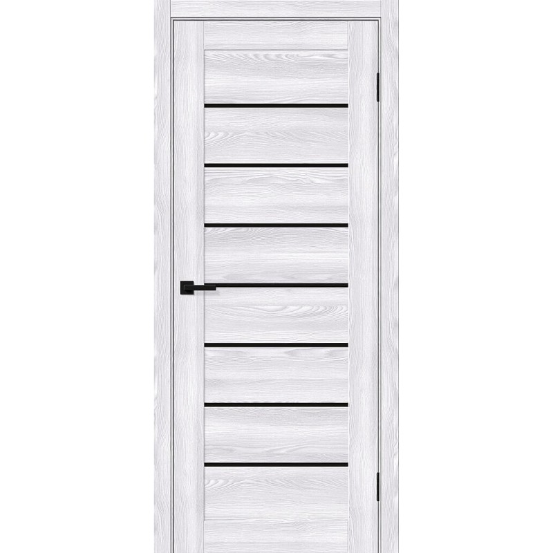 Межкомнатная дверь Браво-22 цвет Riviera Ice, стекло Black Shine, покрытие Эко-шпон, размер 200*80 см.