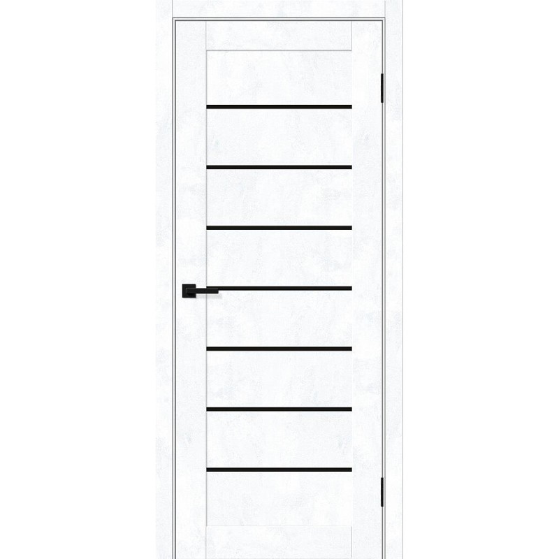 Межкомнатная дверь Браво-22 цвет Snow Art, стекло Black Shine, покрытие Эко-шпон, размер 200*80 см.