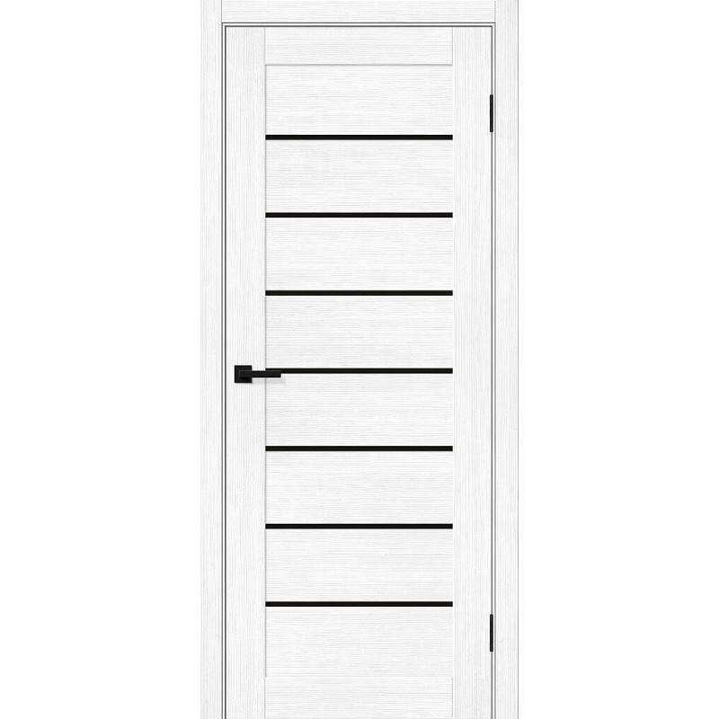 Межкомнатная дверь Браво-22 цвет Snow Melinga, стекло Black Shine, покрытие Эко-шпон, размер 200*80 см.