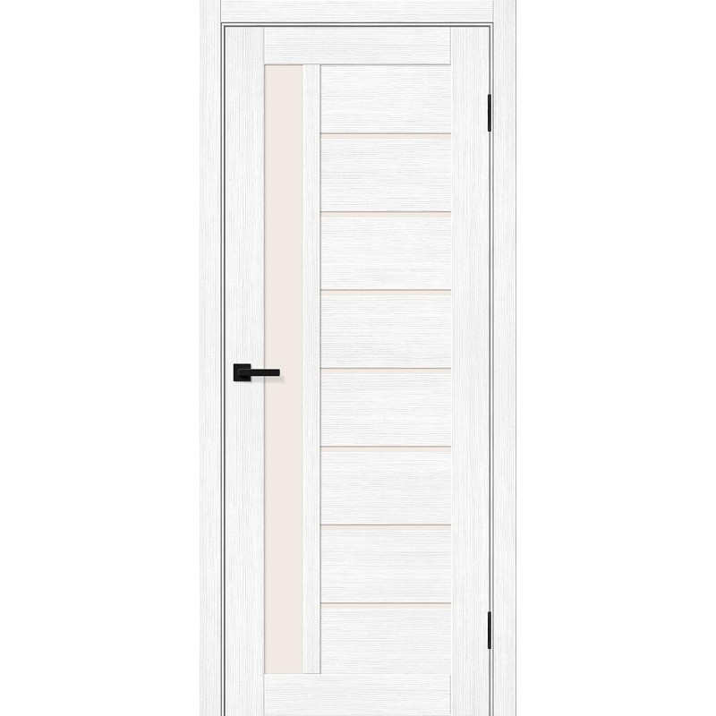 Межкомнатная дверь Браво-27 цвет Snow Melinga, стекло Magic Fog, покрытие Эко-шпон, размер 200*80 см.