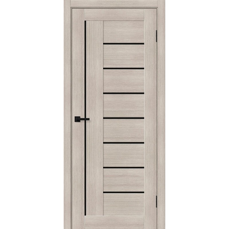 Межкомнатная дверь Браво-29 цвет Cappuccino Melinga, стекло Black Shine, покрытие Эко-шпон, размер 200*80 см.