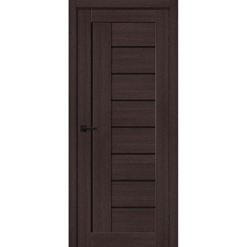 Межкомнатная дверь Браво-29 цвет Wenge Melinga, стекло Black Shine, покрытие Эко-шпон, размер 200*80 см.