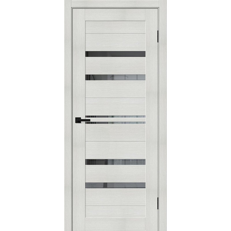 Межкомнатная дверь Браво-30 цвет Bianco Melinga, стекло Mirox Grey, покрытие Эко-шпон, размер 200*80 см.