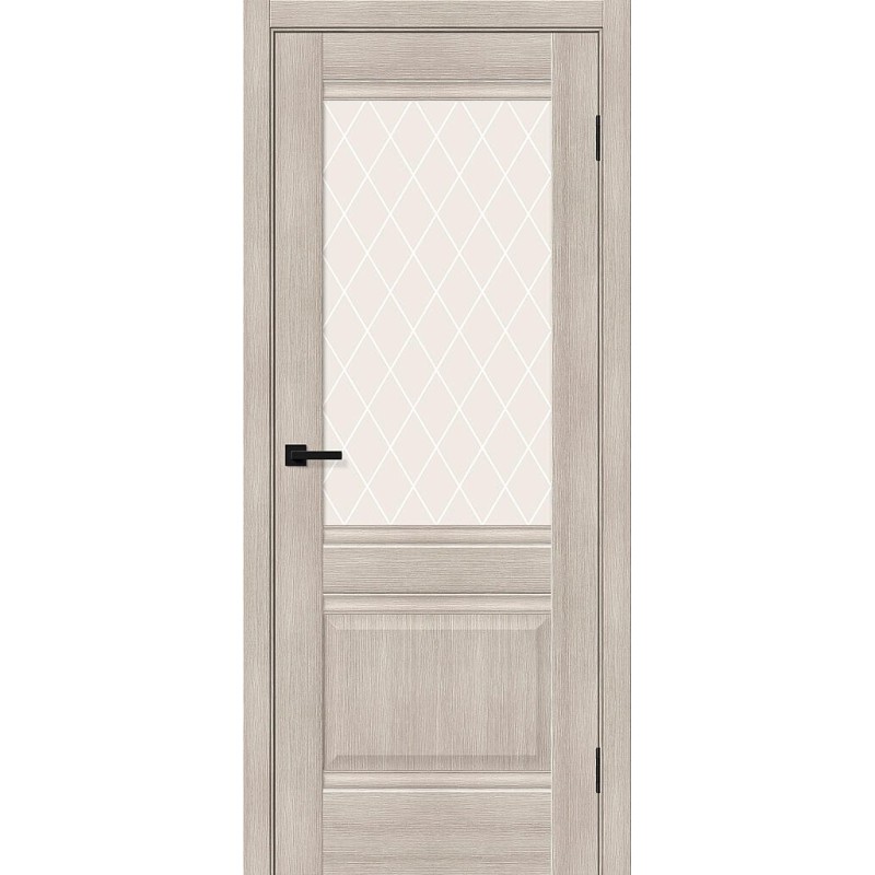 Межкомнатная дверь Прима-3 цвет Cappuccino Melinga, стекло White Сrystal, покрытие Эко-шпон, размер 200*80 см.