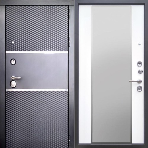 Оникс зеркало Черный кварц/Белый (гладкий матовый) 205*96 правая