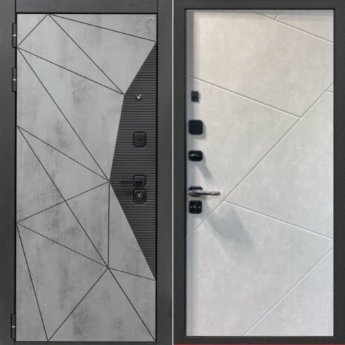 9 см Геометрия Бетон грей / Бетон снежный 205*86 левая