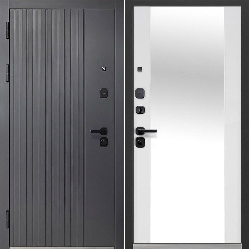 Luxor 2МДФ Вертикаль Зеркало Сатин графит / Эмалит белый 205*86 левая