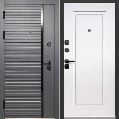 Luxor 2МДФ Горизонталь Нео Сатин черный / Эмалит белый 205*86 левая