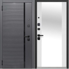 Luxor 2МДФ Горизонталь Зеркало Сатин черный / Эмалит белый 205*86 левая