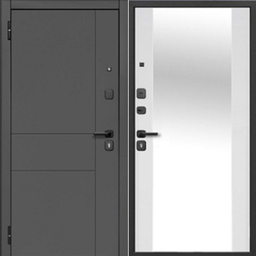 Гарда 7 см 2 МДФ Зеркало Сатин графит / Эмалит Белый 205*86 левая