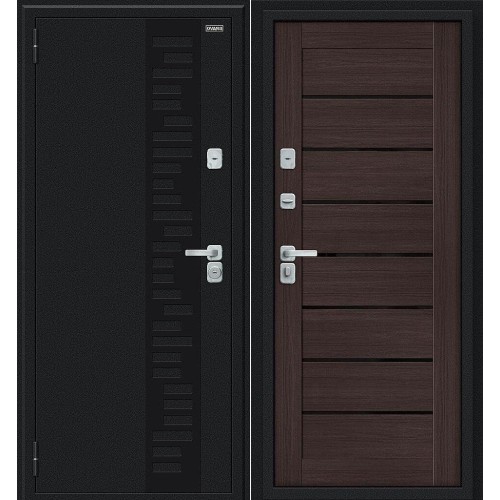 Металлическая Thermo Техно Декор-2/BChrome Букле черное/Wenge Melinga 205*86 левая